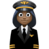 👩🏿‍✈️ woman pilot: dark skin tone display on Facebook